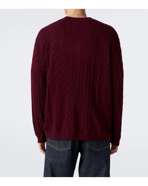 Lisa Yang Red Oskar Cable-Knit Cashmere Sweater for men