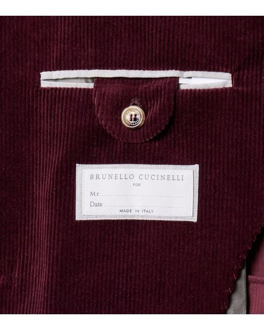 Brunello Cucinelli Red Cotton And Cashmere Corduroy Suit for men