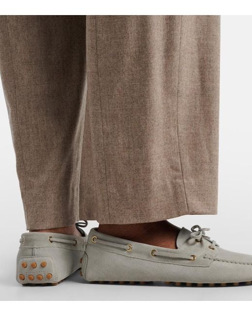 Tod's Gray Suede Driving Shoes