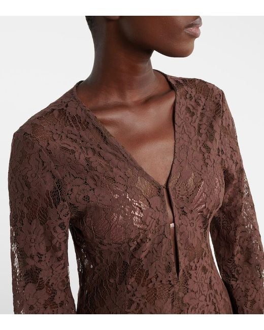 Bananhot Brown Millie Cotton And Silk Lace Maxi Dress