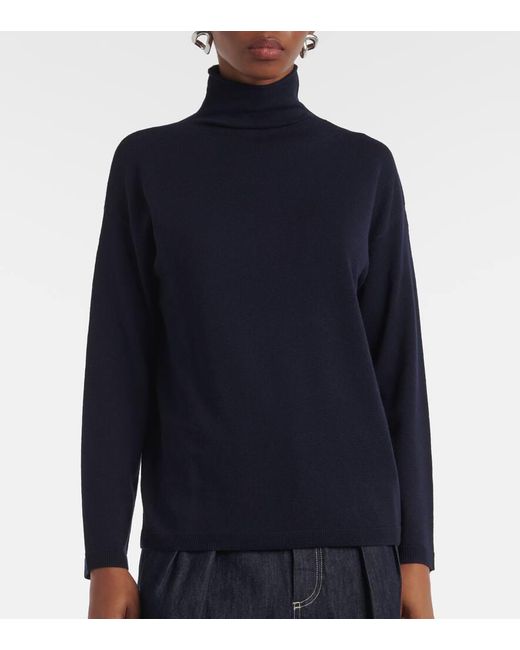 Max Mara Blue Treviso Wool Turtleneck Sweater