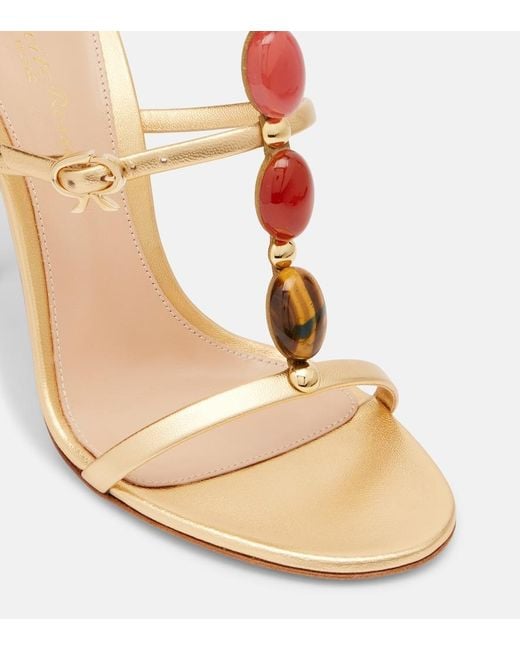 Gianvito Rossi Metallic Shanti Embellished Leather Sandals
