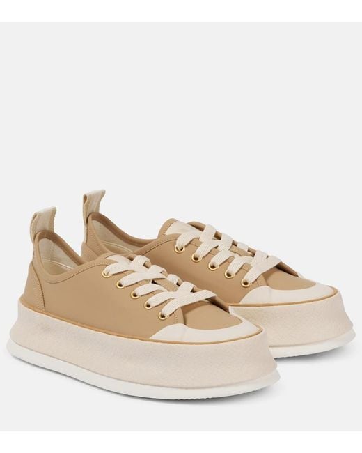 Max Mara Brown Leather Platform Sneakers