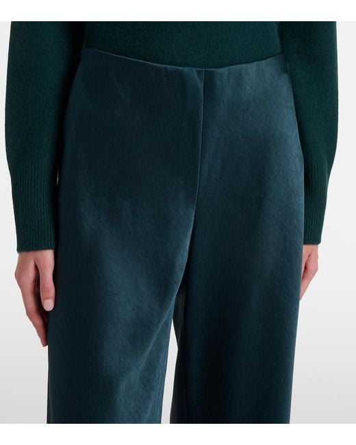 Vince Blue High-Rise Satin Wide-Leg Pants
