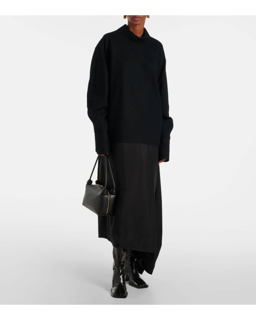 Jil Sander Black Convertible Wool Midi Dress