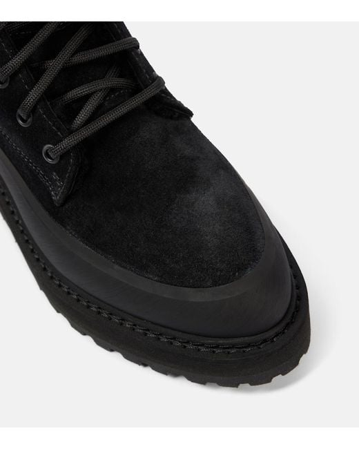 Le Monde Beryl Black Dolomite Shearling-Trimmed Suede Ankle Boots