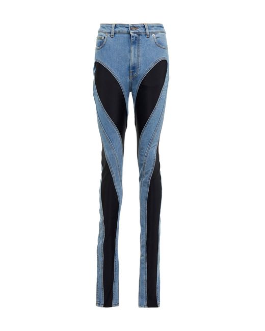Mugler Spiral Paneled Jeans in Blue | Lyst