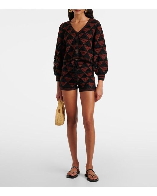 Anna Kosturova Black Malia Crochet Cotton Cardigan