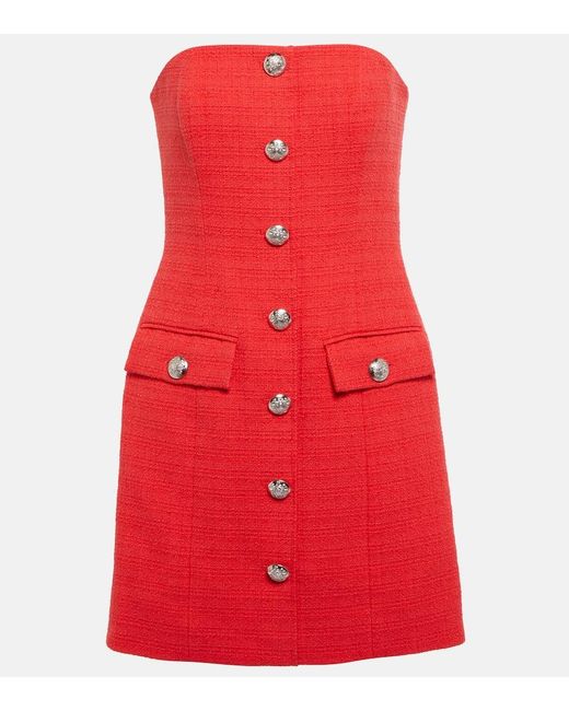 Veronica Beard Red Aster Cotton-Blend Tweed Minidress