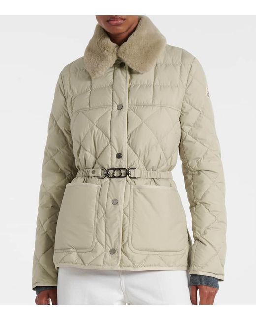 Piumino Cygne Con Pelliccia Sintetica di Moncler in Natural
