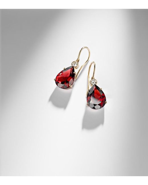 Ileana Makri Red 14Kt Earrings With Garnets And Diamonds