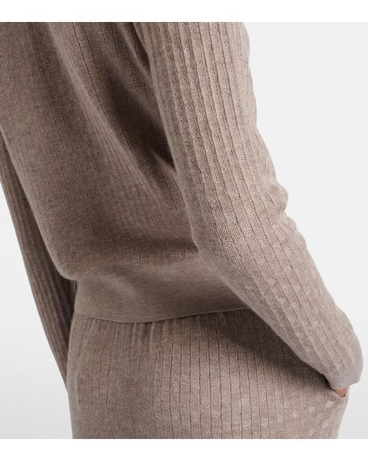 Loro Piana Brown Ribbed-Knit Cashmere And Silk Cardigan