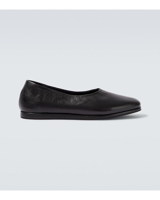 Saman Amel Black City Leather Slip-On Shoes for men