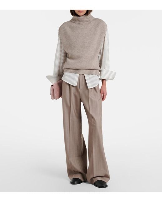 Jardin Des Orangers Natural Turtleneck Wool And Cashmere Sweater Vest