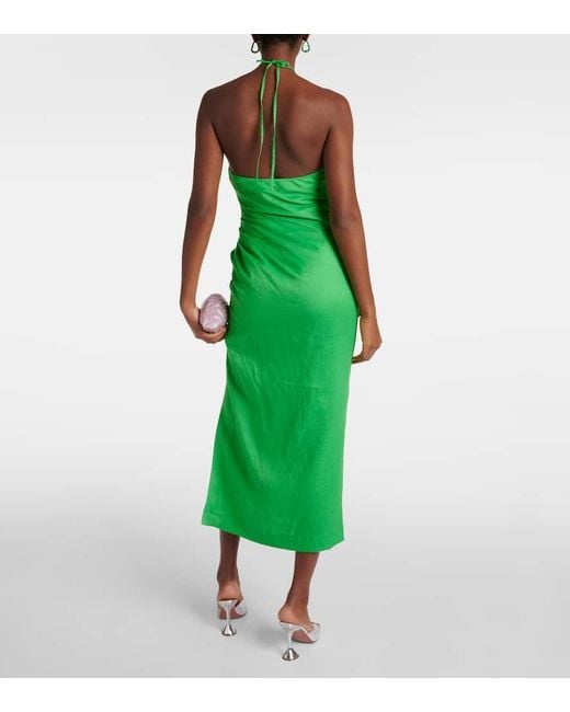 Jonathan Simkhai Green Hansel Halterneck Linen Midi Dress