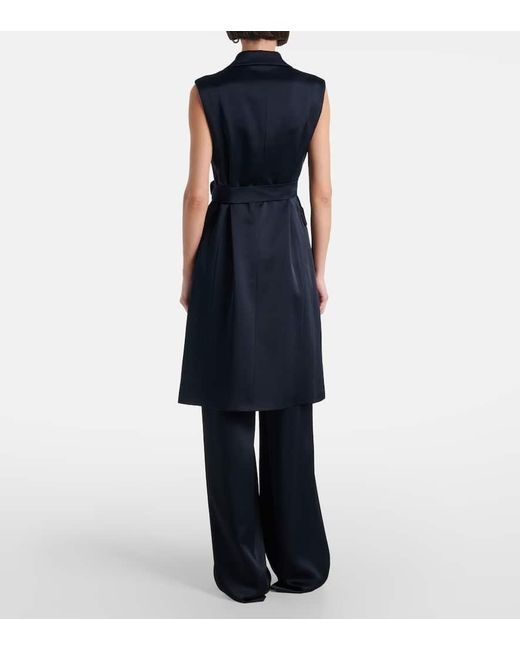 Max Mara Blue Weste Afgano Aus Satin