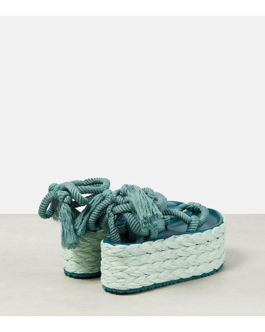 Isabel Marant Green Elif Platform Espadrille Sandals