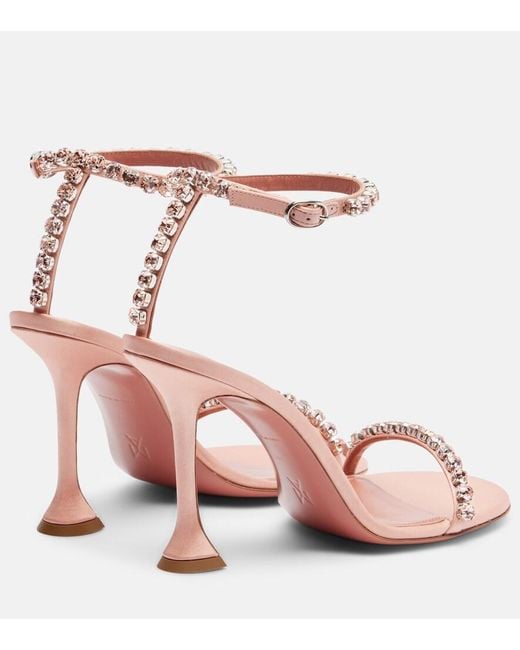 AMINA MUADDI Pink Gigi 95 Crystal-Embellished Satin Sandals