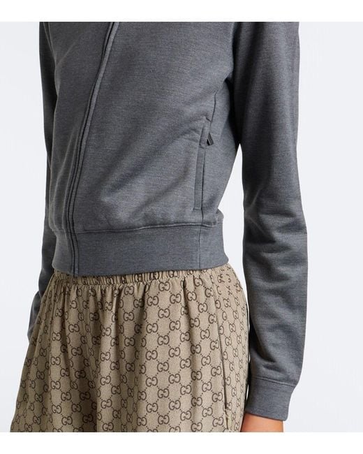 Gucci Gray Cotton And Silk Zip-Up Hoodie