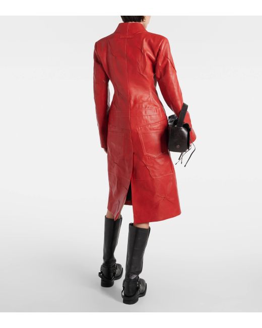 Acne Red Leather Coat