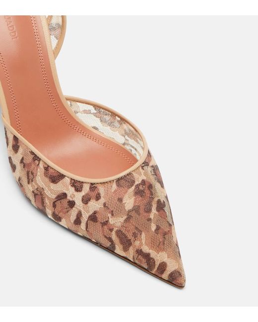 AMINA MUADDI Brown Holli 95 Leopard-Print Slingback Pumps