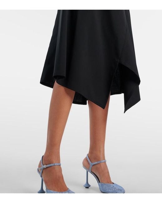 Loewe Black High-Rise Wool Midi Skirt