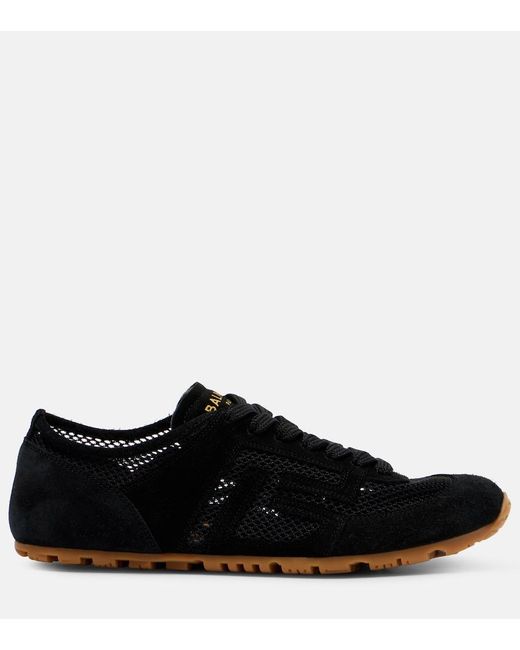 Balmain Black Runner Suede-Trimmed Sneakers