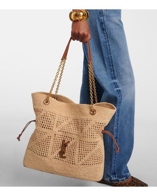 Saint Laurent Natural Jamie Cassandre Raffia Tote Bag