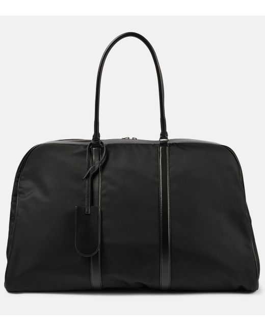 The Row Black Myles Leather-Trimmed Duffel Bag