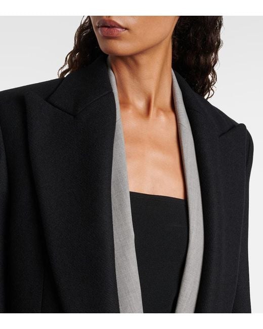 Victoria Beckham Black Single-Breasted Wool-Blend Coat