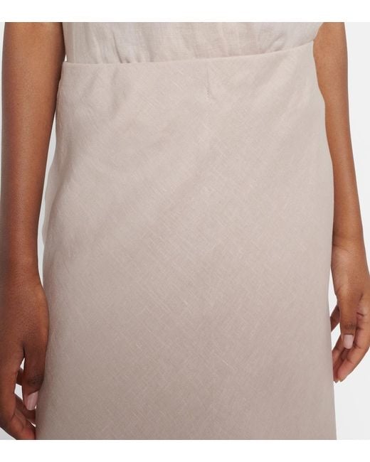 Brunello Cucinelli Natural Linen Midi Skirt