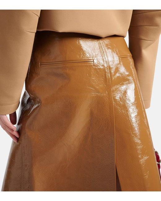 Falda tubo de piel Gucci de color Brown