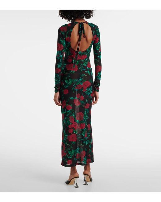 Alexandra Miro Green Selene Floral Mesh Maxi Dress