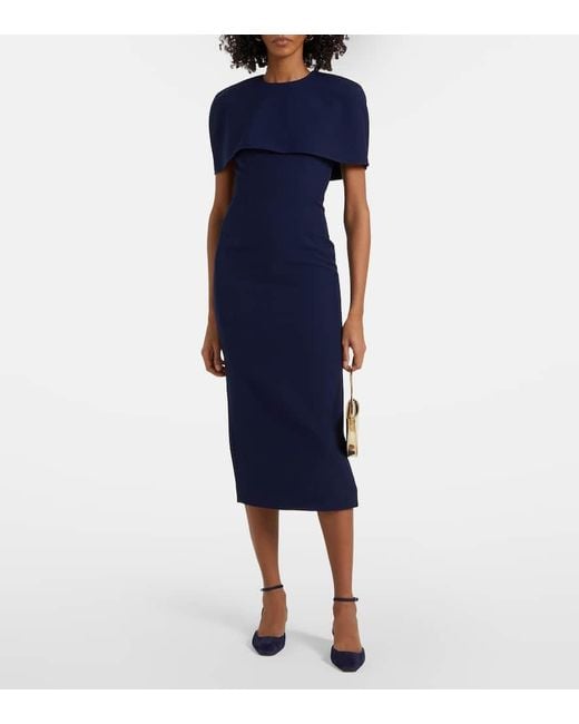 Roland Mouret Blue Caped Crepe Cocktail Dress
