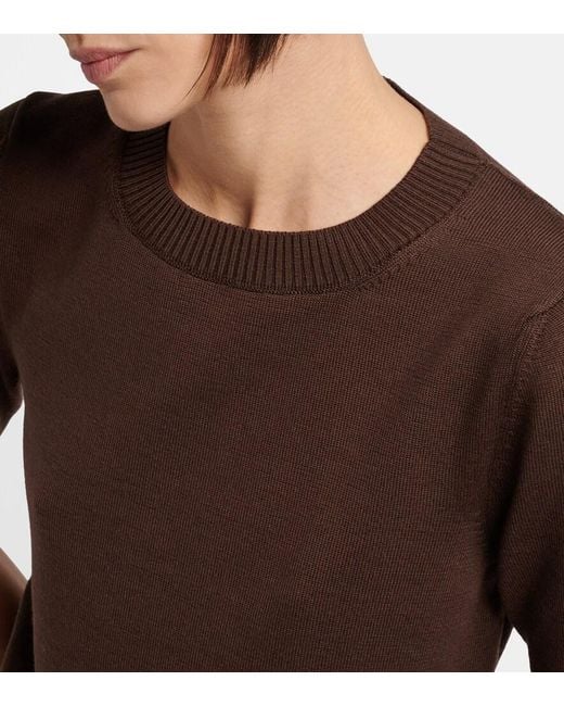 Oscar de la Renta Brown Virgin Wool Sweater