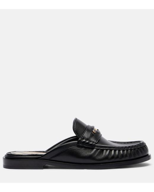Burberry Black Leather Mules