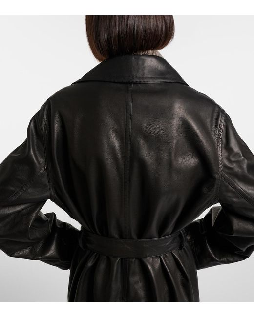 The Row Black Siempra Leather Coat