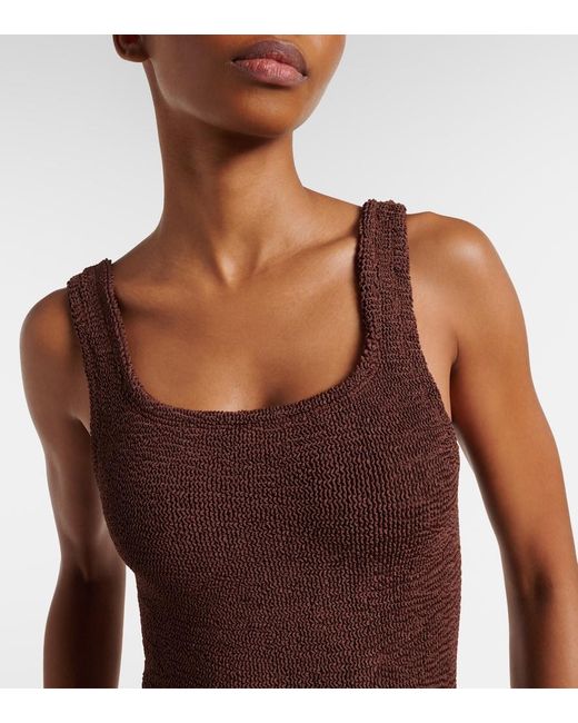 Hunza G Brown Coverage Square Neck Swimsuit
