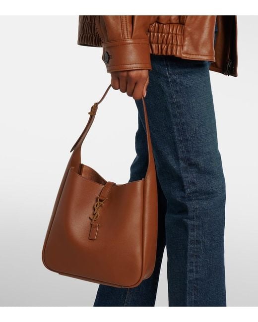 Saint Laurent Brown Le 5 A 7 Small Leather Tote Bag
