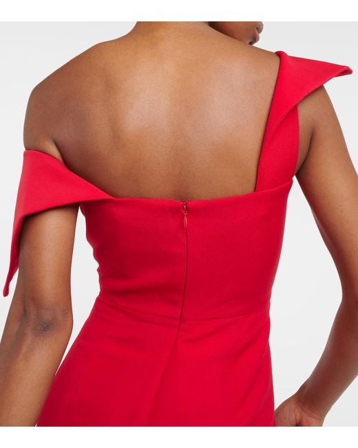 Roland Mouret Red Asymmetric Wool And Silk Gown