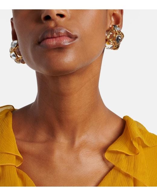 Orecchini A Clip Flower di Saint Laurent in Metallic