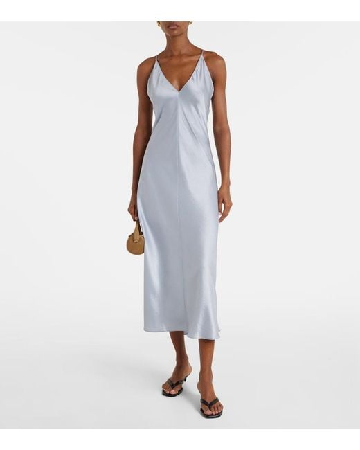 Leset Blue Barb Satin Slip Dress