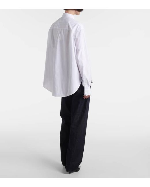 Camisa En Popelin De Algodon A Rayas Totême  de color White