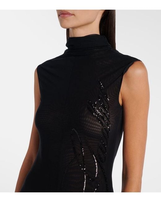 Jean Paul Gaultier Black Sequined Mesh Maxi Dress