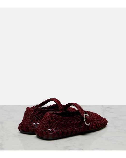 Alaïa Red Satin Cord Mary Jane Flats
