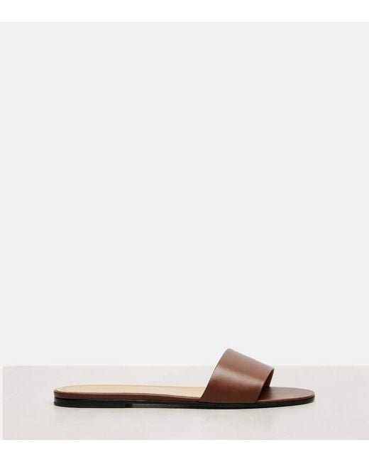 The Row Brown Signum Leather Slides