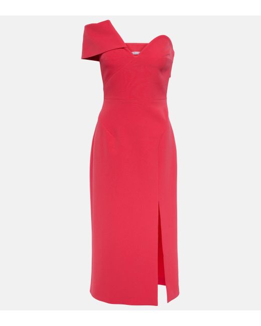 Safiyaa Red Opal Off-shoulder Crepe Midi Dress