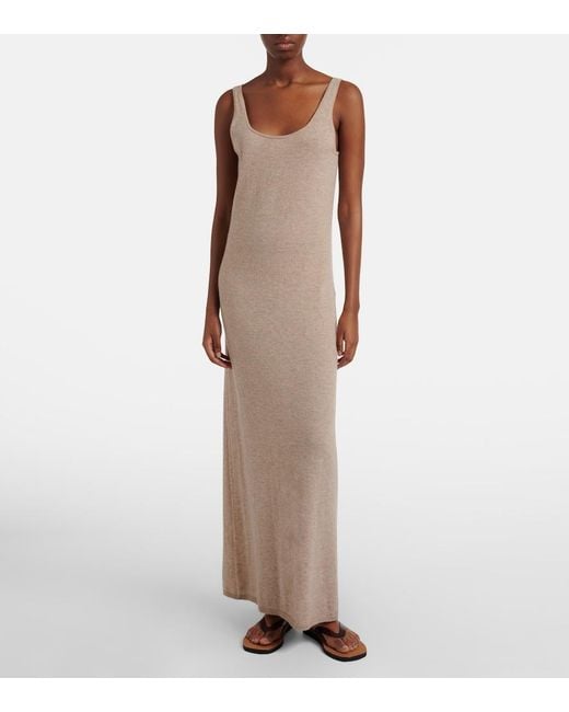 The Row Natural Nareen Knitted Cashmere Maxi Dress