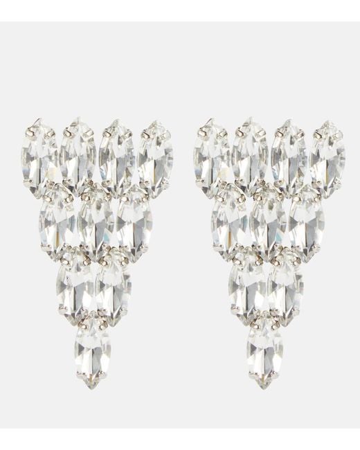 Gucci White Embellished Geometric Earrings