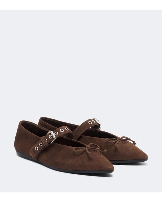 Miu Miu Brown Suede Ballet Flats